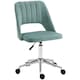 image 1 of Vinsetto Modern Office Chair, Velvet-feel Fabric Desk Chair with Wheels, Comfy Armless Swivel Vanity Chair for Makeup, Nail Tech, Bedroom, Green