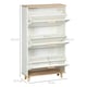 image 3 of HOMCOM 12 Pair Slim Shoe Storage Cabinet w/ 3 Flip Drawers Cream