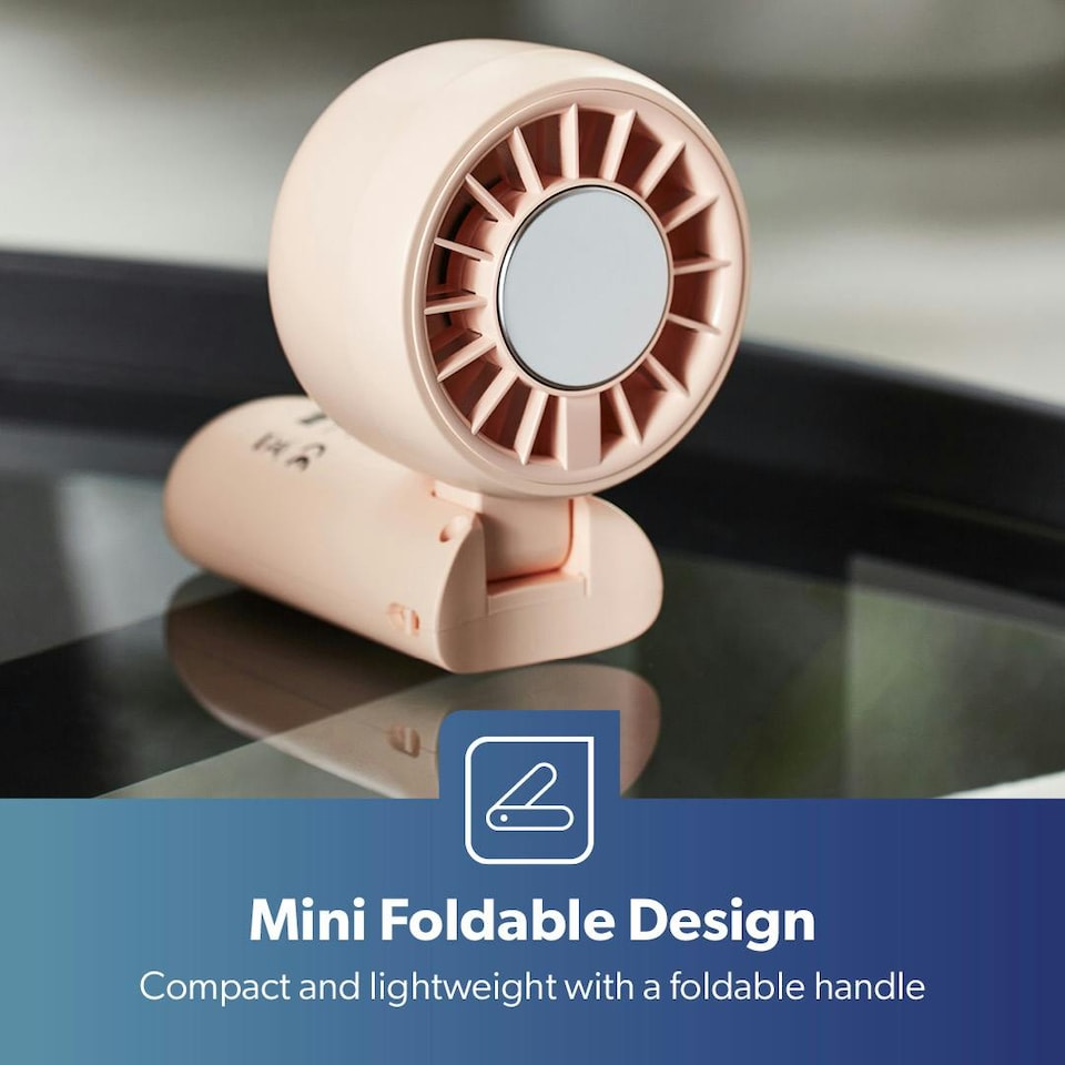 image 1 of GEEPAS Mini Foldable Portable Handheld USB Fan - Pink