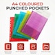 image 2 of Pack of 50 A4 Assorted Colour Punched Pockets by Janrax