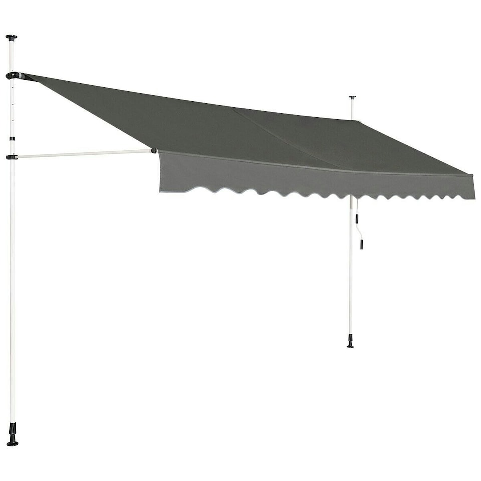 image 1 of COSTWAY 4M Telescopic Canopy Retractable Sun Shelter Grey | Grey