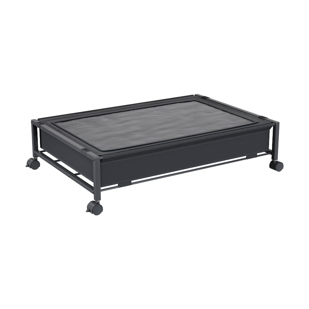 Living and Home Under Bed Steel Storage Organizer Basket with Wheels | Black