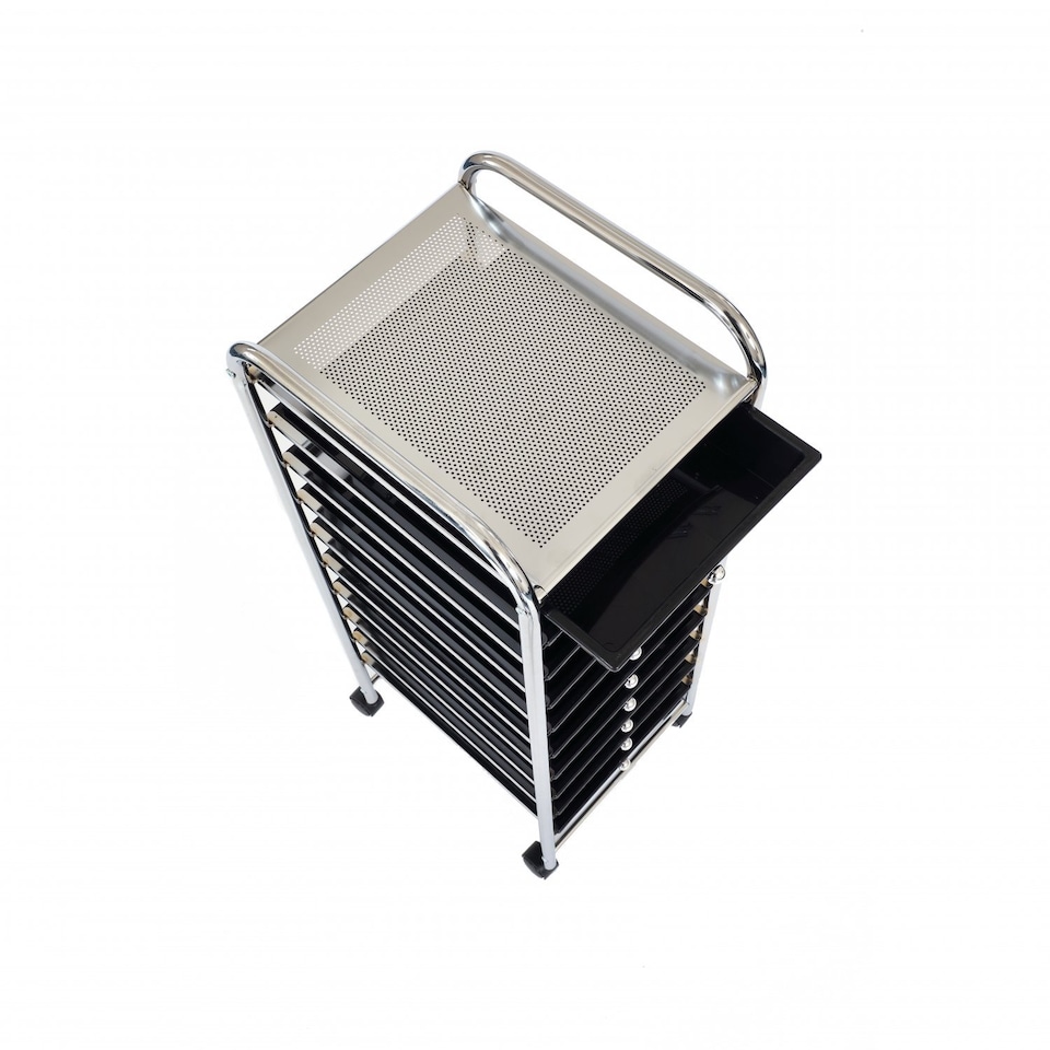 image 1 of 10 Drawer Storage Mobile Makeup Salon Trolley Portable Organiser | Black