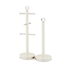 GEEPAS Retrovive Mug Tree And Towel Pole Set Cream