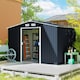 image 2 of Outsunny 9 x 6ft Metal Garden Shed, Outdoor Storage Tool House with Ventilation Slots, Foundation Kit and Lockable Double Doors, Dark Grey