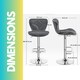 image 6 of Set Of 2 Height Adjustable 360 Swivel Barstools With Shell Backrest Dark Grey Grey
