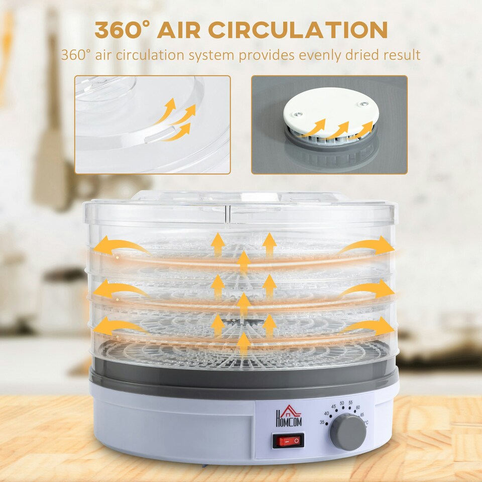 image 1 of HOMCOM 5 Tier Food Dehydrator for Drying Fruit Meat Vegetable Jerky Pet Treat