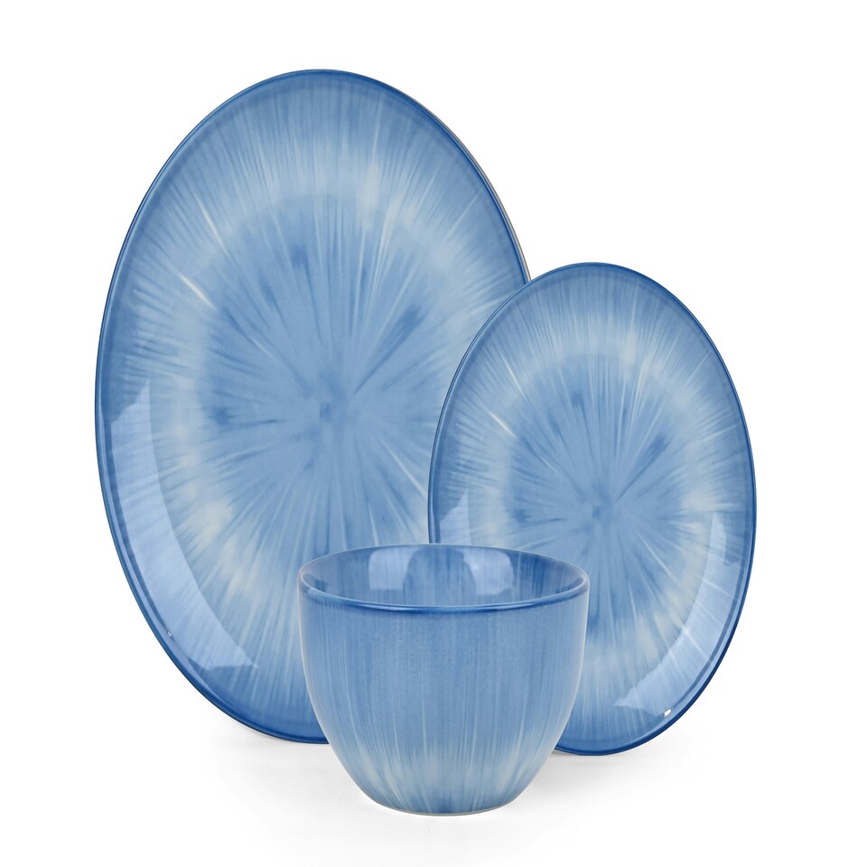 image 1 of 12pc Blue Star Reactive Porcelain Dinner Set