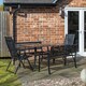 image 2 of Outdoor 6 Person Rectangular Glass Top Garden Dining Table Benches & Chairs Set