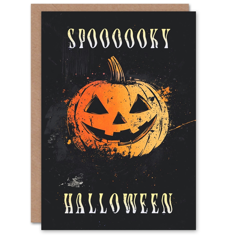 image 1 of Pumpkin Jack o Lantern Fun Spooky Scary Haunted Halloween Card