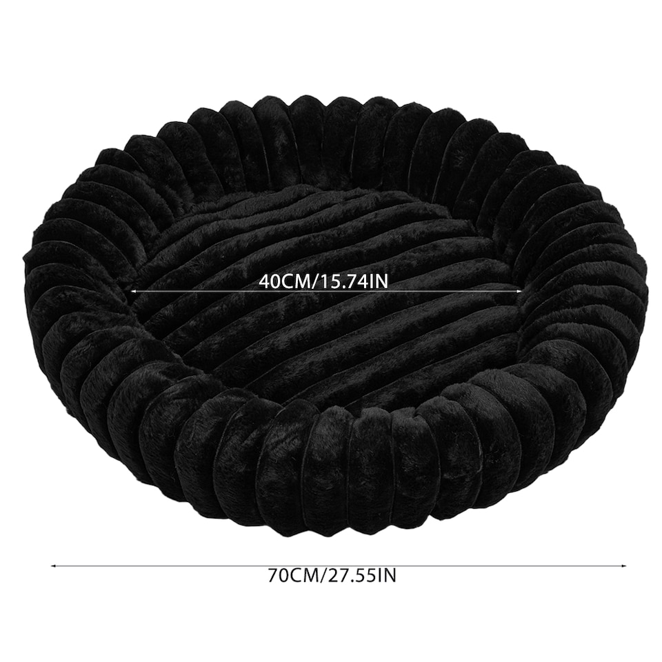 image 1 of Living and Home 6 Colour Soft Donut Pet Bed for Cats & Dogs,Warm & Cosy Retreat | Black | Black | L
