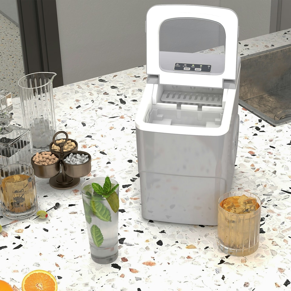 image 1 of HOMCOM Ice Maker 12kg/24H Production with Scoop Basket for Home Office Black