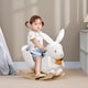 image 2 of HOMCOM Kids Rocking Horse, Plush Rabbit-Shaped Baby Rocking Animal with Carrot Toy, Safety Harness, Realistic Sounds, Foot Pedals, for Toddlers Aged 18-36 Months - White