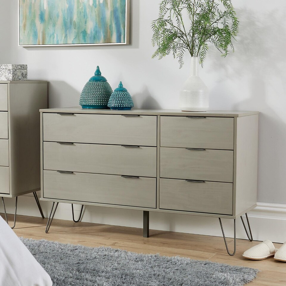 image 1 of Chest of 4 Drawers Clothing Cabinet Storage Organiser Bedroom Furniture | Grey