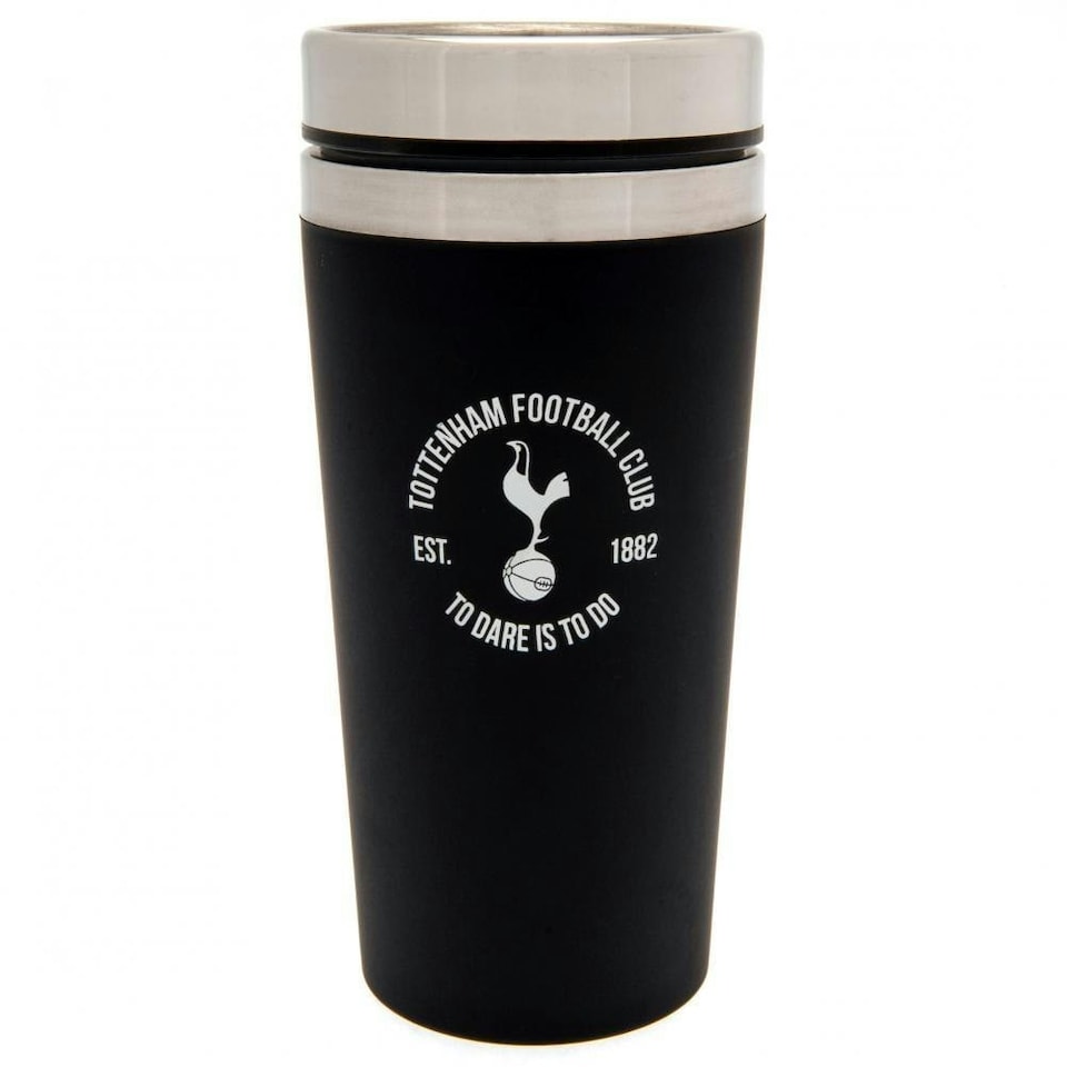 image 1 of Tottenham Hotspur FC Executive Crest Travel Mug - Black/Silver - One Size | Black | 1