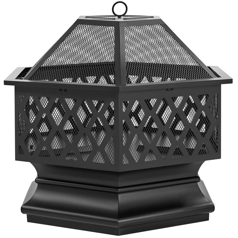 image 1 of Yaheetech Hex-Shaped Wood Burning Outdoor Fireplace Black