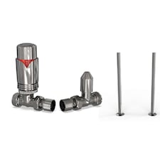 Derry Bold - Chrome Thermostatic Radiator Valve & Installation Kit Straight 15mm