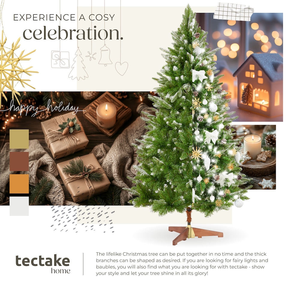 image 1 of Christmas Tree Blitzen - 180 cm tall, green PVC needles, frosted tips, with stand