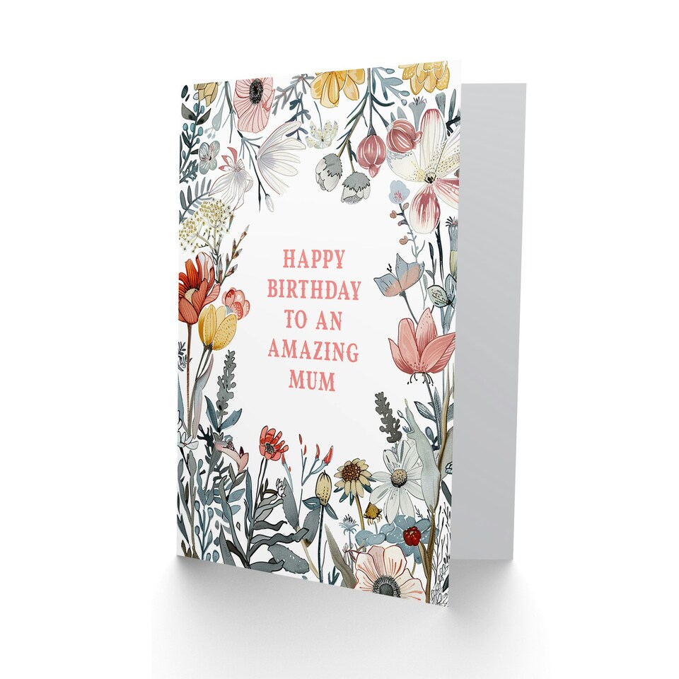 image 1 of Mum Happy Summer Meadow Floral Blooms Plants Garden Flowers Her Birthday Card