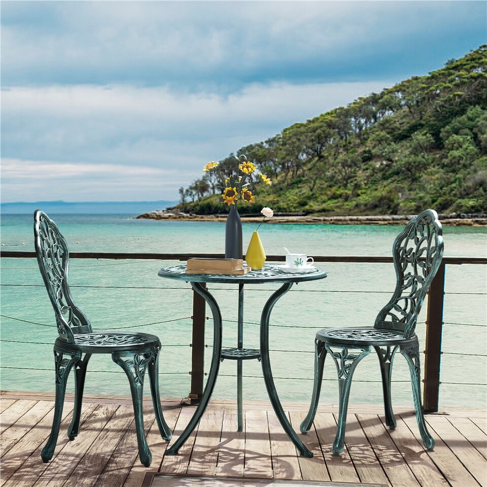 image 1 of Yaheetech 3 Piece Outdoor Bistro Set for Garden-Green | Green | Green | 1