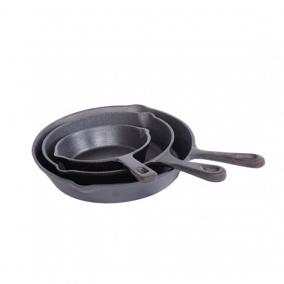 image 1 of Set of 3 Cast Iron Non Stick Skillet Frying Cooking Pans