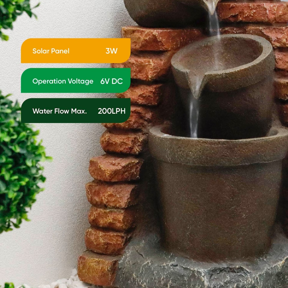 image 1 of Gardenwize Solar Corner Brick Wall Water Feature and Fountain Outdoor