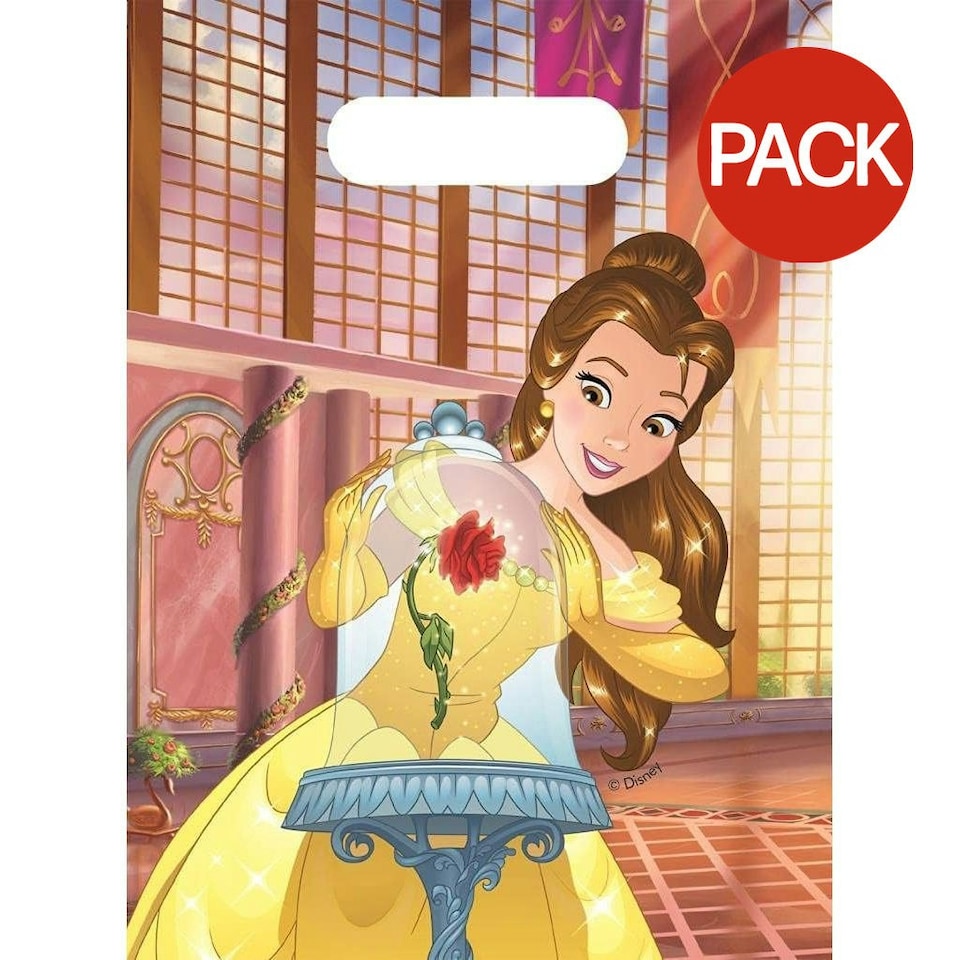Beauty And The Beast Plastic Party Bags (Pack of 6) - Multicoloured - One Size