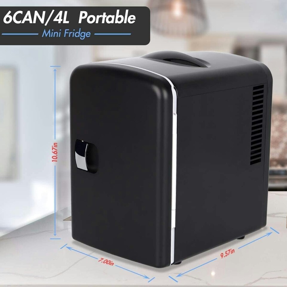 image 1 of Small Mini Fridge With UV Light Disinfection - 4 Litre / 6 can – Perfect for Skincare, Cosmetics, Food or Drink - Bedroom, Car or Games Room - Cools & Warms Black