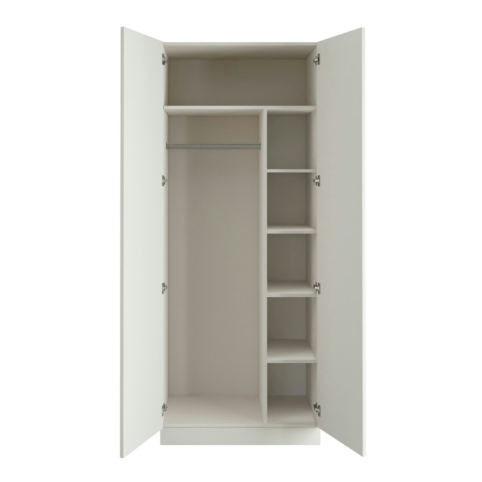 image 1 of Classic Square Panel White Double Wardrobe with Single Rail & Shelves White
