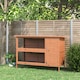 image 2 of PawHut Rabbit Hutch, Guinea Pig Hutch with No-Leak Trays & Divider, Orange