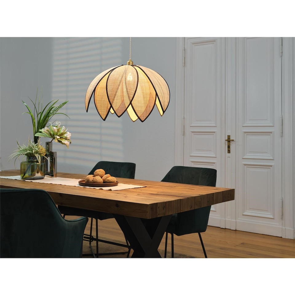 image 1 of Osram Decor Rattan Lotus Pendant Ceiling Light 670mm E27 Brown 15W LED Modern | Cream | Cream | 1