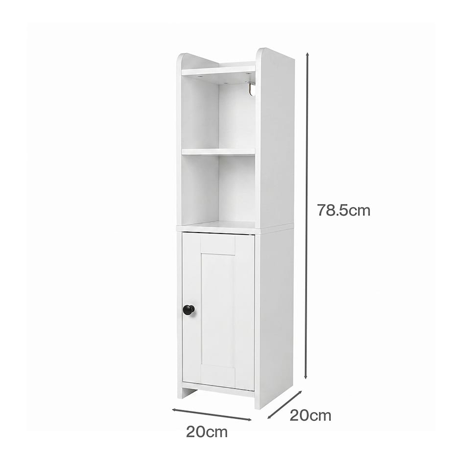 image 1 of Levede Bathroom Cabinet Slim Corner Storage Adjustable Shelves PB MDF White