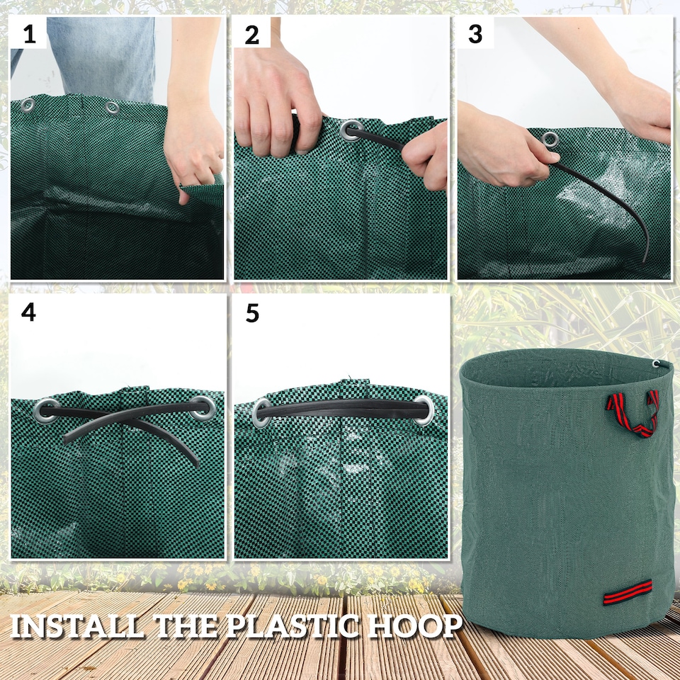 image 1 of Outsunny Garden Waste Bags, Foldable and Reusable Waste Sacks