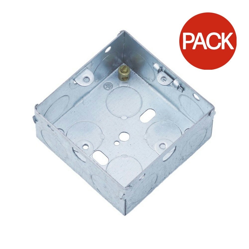 Dencon Securlec 1 Gang Metal Box (Pack of 10) - Silver - One Size