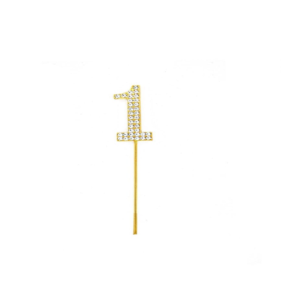 image 1 of Gold Diamond Number 100 Cake Topper Gold