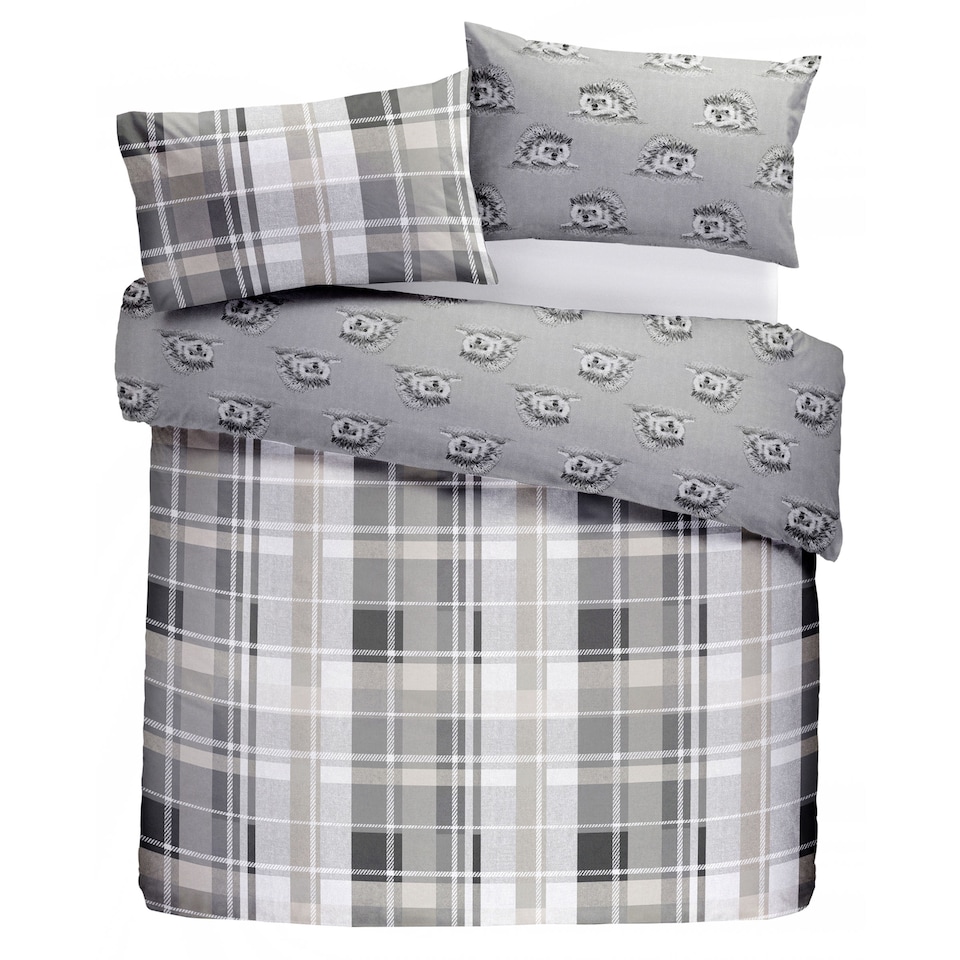 image 1 of D & D Colville Check Duvet Cover Set Grey