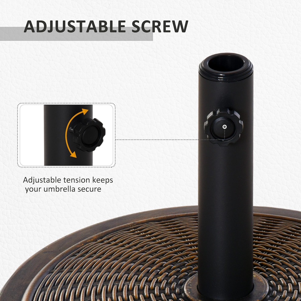 image 1 of Outsunny 13kg Garden Parasol Base Holder, Cement Outdoor Market Umbrella Stand, Fits 35mm38mm48mm Poles, Black