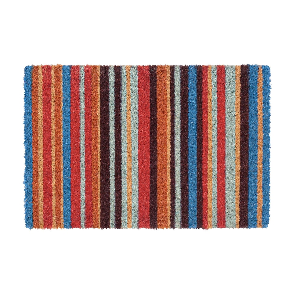 image 1 of Nicola Spring Coir Door Mat - 90 x 60cm - Pinstripe - Indoor Outdoor Floor Mat Dirt Trapper Rug Non Slip Backing Doormat