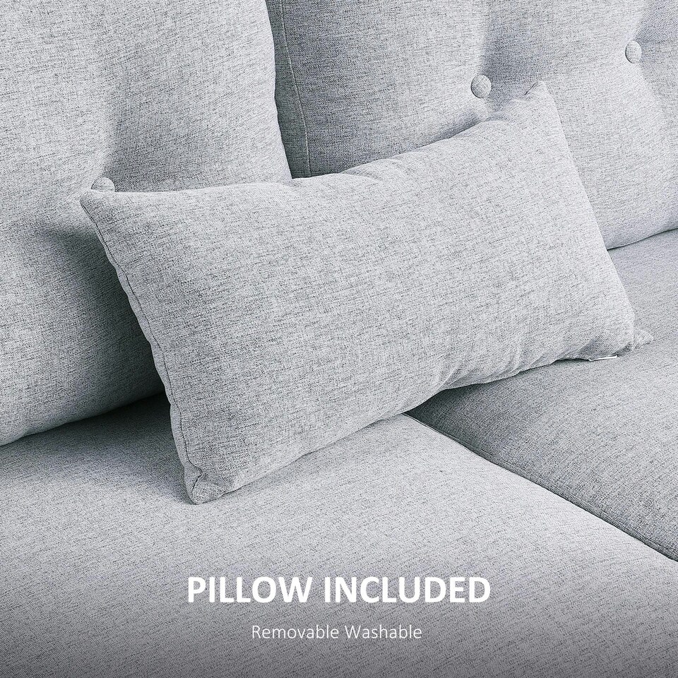 image 1 of HOMCOM Modern Chic Loveseat with Armrest Spring Padding, Light Grey