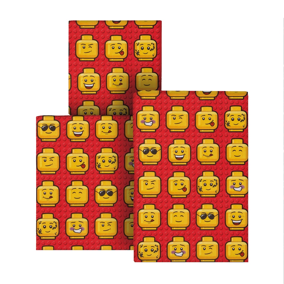 image 1 of Hallmark 6M Wrapping Paper - 3 X 2M Rolls - Lego Heads Design