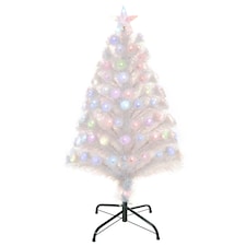HOMCOM 3FT Pre-Lit Artificial Christmas Tree w/ Fibre Optic Xmas -White