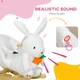 image 3 of HOMCOM Kids Rocking Horse, Plush Rabbit-Shaped Baby Rocking Animal with Carrot Toy, Safety Harness, Realistic Sounds, Foot Pedals, for Toddlers Aged 18-36 Months - White