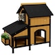 image 6 of PawHut Wooden Outdoor Cat House w/ Flower Pot, Windows, Multiple Entrances Yellow