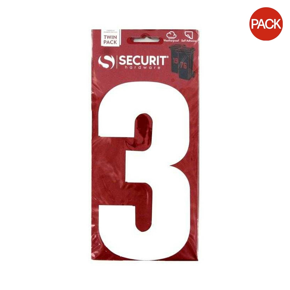 image 1 of Securit 3 Bin Number (Pack of 2) - White - One Size