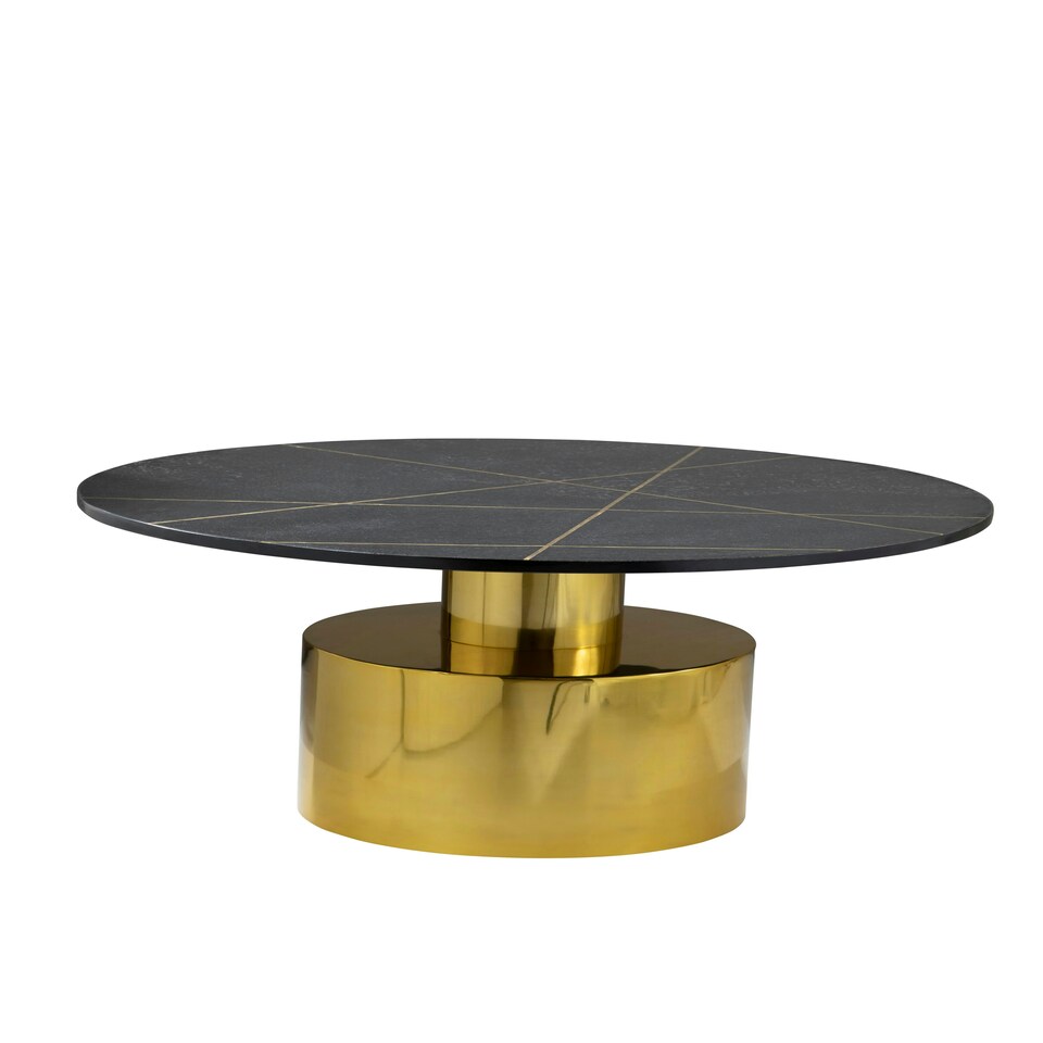 image 1 of Interiors by Premier Coffee Table With Black Marble Top, Gold Finish Lounge Table, Spacious Decorative Table, Modern Accent Table Gold