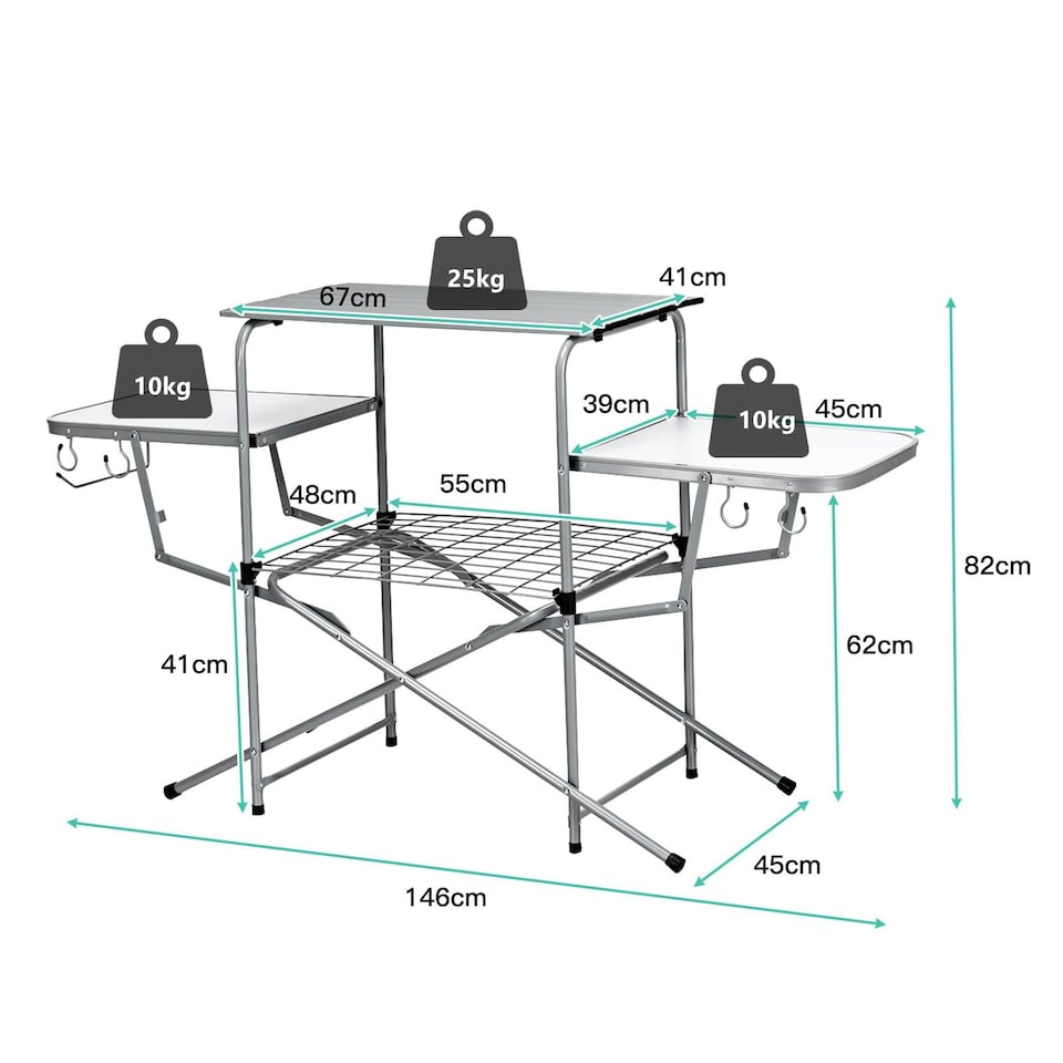 image 1 of COSTWAY Folding Camping Table Aluminum Picnic Table | Silver