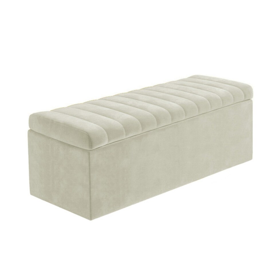 image 1 of Safar 90cm Wide Ottoman Storage box - Cream Naples Ottoman Box with Storage
