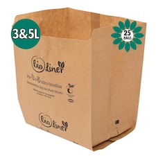 3 & 5L Bioliner Paper Compostable Caddy Liners (Small) - 25 Bags