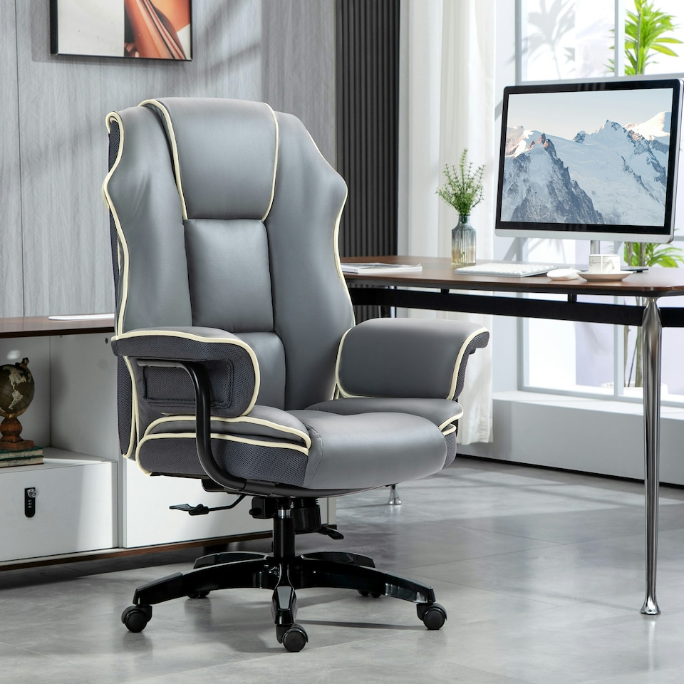 image 1 of Vinsetto High Back Office Chair with Height Adjustable, Reclining, Grey
