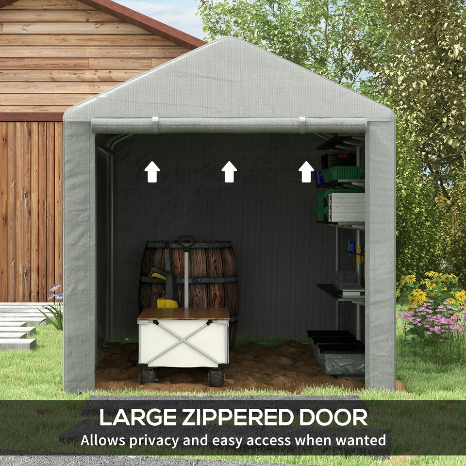 image 1 of Outsunny 1.6 x 2.2m Garden Storage Shed Portable Shed Tent, Light Grey Grey | Light Grey